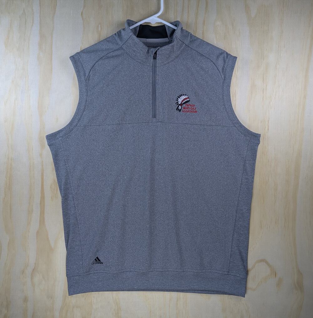 Adidas Men's Medium 1/4 Zip Golf Vest Grey Heather Papago Men's Golf Association